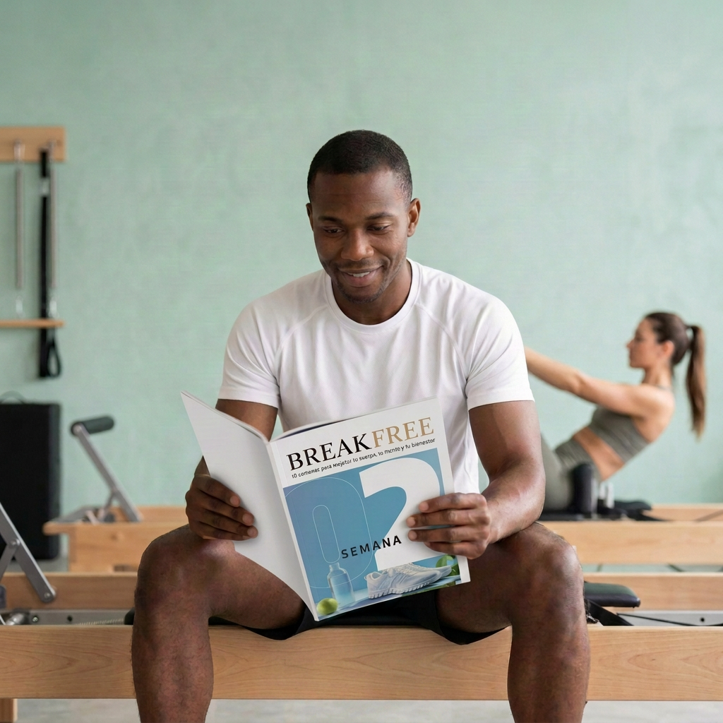 Persona leyendo la revista BREAK FREE de la semana 2